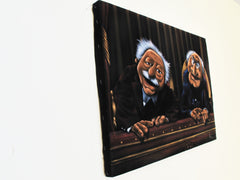 Statler and Waldorf, Muppet Show,  Original Oil Painting on Black Velvet by Enrique Felix , "Felix" - #F194