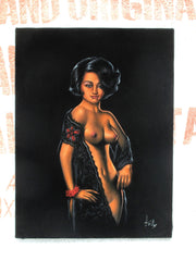 Nude, Sexy Playboy Nude   Original Oil Painting on Black Velvet by Enrique Felix , "Felix" - #F195