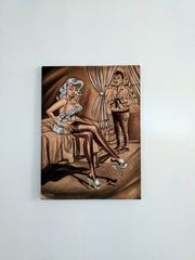 Penthouse Playboy Cartoon Just married sex lingerie Vintage Velvet Oil Painting  by Jorge Terrones - #J434