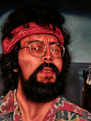 Cheech and Chong: Up in Smoke  ; Tommy Chong; Cheech Marin; Original Oil painting on Black Velvet by Jorge Terrones (24"x36")- #J444