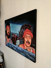 Cheech and Chong: Up in Smoke  ; Tommy Chong; Cheech Marin; Original Oil painting on Black Velvet by Jorge Terrones (24"x36")- #J444