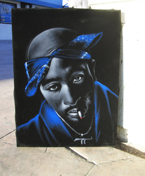 Tupac Amaru Shakur portrait, 2Pac, Original Oil Painting on Black