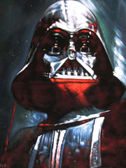 Darth Vader with Death Star; Star Wars Art ; Original Oil Painting on Black Velvet ;   by Jorge Terrones -(size 18"x24")-p1 J185
