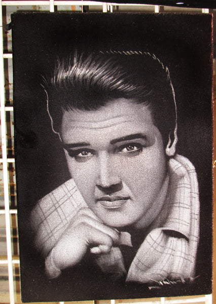 Elvis Presley portrait; ; Original Oil painting on Black Velvet by