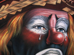 Emmett Kelly Circus Hobo Clown; Original Oil painting on Black Velvet by Jorge Terrones - #J39