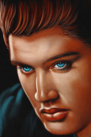 Elvis Presley Portrait , Original Oil Painting on Black Velvet by Alfredo Rodriguez "ARGO" - #A31