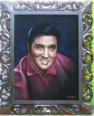 Elvis Presley Portrait , Original Oil Painting on Black Velvet by Alfredo Rodriguez "ARGO" - #A20