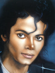 Michael Jackson Portrait, Original Oil Painting on Black Velvet by Alfredo Rodriguez "ARGO" - #A155