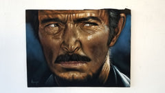 Lee Van Cleef "Bad" portrait,  Man with No Name, Spaghetti Western, Original oil painting on black velvet by Argo size (24"x18") a394