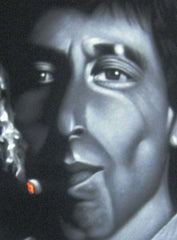 Tony Montana portrait; Al Pacino; Scarface; Original Oil painting on Black Velvet by Zenon Matias Jimenez- #JM01