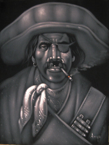 Bandit, Mexican Bandito, Original Oil Painting on Black Velvet by Alfredo Rodriguez "ARGO" - #A28