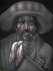 Bandit, Mexican Bandito, Original Oil Painting on Black Velvet by Alfredo Rodriguez "ARGO" - #A28