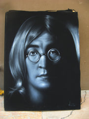 John Lennon,  Beatles, Original Oil Painting on Black Velvet by Enrique Felix , "Felix" - #F77