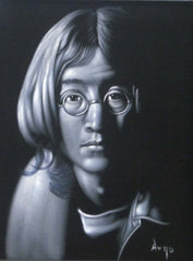 John Lennon Portrait , Original Oil Painting on Black Velvet by Alfredo Rodriguez "ARGO" - #A17