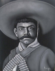 Emiliano Zapata Salazar Mexican Revolution Original Oil Painting on Black Velvet by Alfredo Rodriguez "ARGO"  - #A22