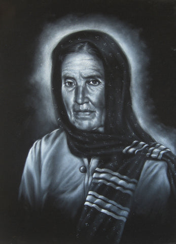 Maria Sabina Portrait, Curandeiro Shaman Witch doctor ,   Original Oil Painting on Black Velvet by Enrique Felix , "Felix" - #F76