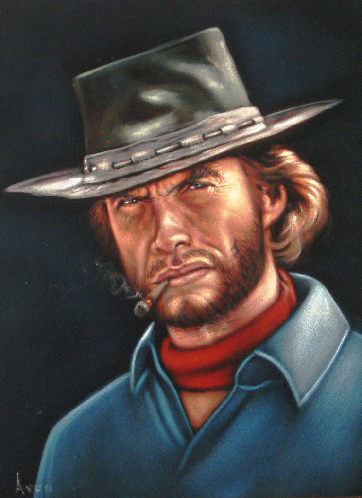 Clint Eastwood, The Outlaw Josey Wales,  Original Oil Painting on Black Velvet by Alfredo Rodriguez "ARGO"  - #A15