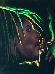 Bob Marley Smoking,  Original Oil Painting on Black Velvet by Enrique Felix , "Felix" - #F79