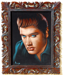 Elvis Presley Portrait , Original Oil Painting on Black Velvet by Alfredo Rodriguez "ARGO" - #A31