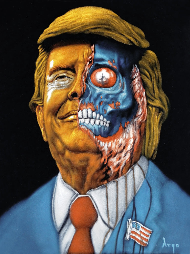 Obey Zombie Donald J Trump, They Live Movie,  Original Oil Painting on Black Velvet by Alfredo Rodriguez "ARGO" - #A387