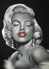 Marilyn Monroe Portrait, Original Oil Painting on Black Velvet by Alfredo Rodriguez "ARGO" - #A102
