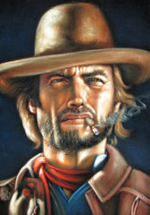 Clint Eastwood, The Outlaw Josey Wales,  Original Oil Painting on Black Velvet by Alfredo Rodriguez "ARGO"  - #A103