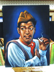 Cantinflas Portrait,  Original Oil Painting on Black Velvet by Alfredo Rodriguez "ARGO" - #A109