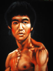 Bruce Lee Portrait,  Original Oil Painting on Black Velvet by Alfredo Rodriguez "ARGO"  - #A113