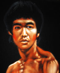 Bruce Lee Portrait,  Original Oil Painting on Black Velvet by Alfredo Rodriguez "ARGO"  - #A113