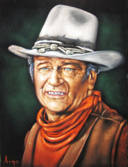 John Wayne Portrait,  Original Oil Painting on Black Velvet by Alfredo Rodriguez "ARGO" - #A120