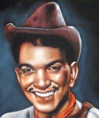 Cantinflas Portrait,  Original Oil Painting on Black Velvet by Alfredo Rodriguez "ARGO" - #A126
