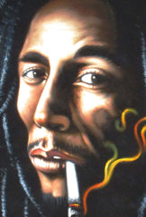 Bob Marley Portrait, Original Oil Painting on Black Velvet by Alfredo Rodriguez "ARGO" - #A128