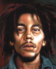 Bob Marley Portrait, Original Oil Painting on Black Velvet by Alfredo Rodriguez "ARGO" - #A129