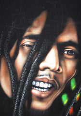 Bob Marley Portrait, Original Oil Painting on Black Velvet by Alfredo Rodriguez "ARGO" - #A132