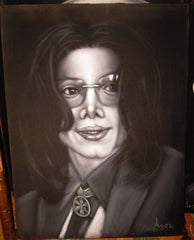Michael Jackson Portrait, Original Oil Painting on Black Velvet by Alfredo Rodriguez "ARGO" - #A134