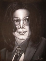 Michael Jackson Portrait, Original Oil Painting on Black Velvet by Alfredo Rodriguez "ARGO" - #A134