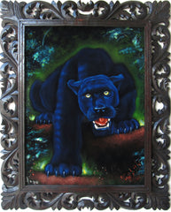 Panther, Black Panther, cougar,  Original Oil Painting on Black Velvet by Alfredo Rodriguez "ARGO"  - #A135