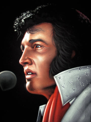 Elvis Presley Portrait , Original Oil Painting on Black Velvet by Alfredo Rodriguez "ARGO" - #A139