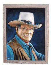 John Wayne Portrait,  Original Oil Painting on Black Velvet by Alfredo Rodriguez "ARGO" - #A140