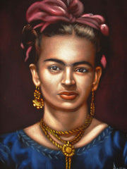 Frida Kahlo Portrait,  Original Oil Painting on Black Velvet by Alfredo Rodriguez "ARGO" - #A143