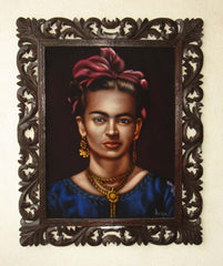 Frida Kahlo Portrait,  Original Oil Painting on Black Velvet by Alfredo Rodriguez "ARGO" - #A143