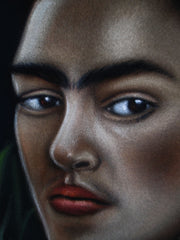 Frida Kahlo Portrait,  Original Oil Painting on Black Velvet by Alfredo Rodriguez "ARGO" - #A152