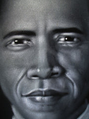 Barack Obama Portrait, President of United States, Original Oil Painting on Black Velvet by Alfredo Rodriguez "ARGO" - #A154
