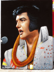 Elvis Presley Portrait , Original Oil Painting on Black Velvet by Alfredo Rodriguez "ARGO" - #A159