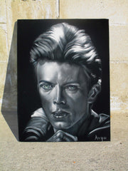 David Bowie Portrait, Original Oil Painting on Black Velvet by Alfredo Rodriguez "ARGO" - #A166