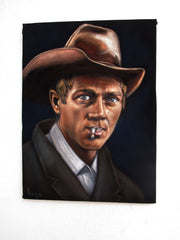 Steve McQueen Portrait, Original Oil Painting on Black Velvet by Alfredo Rodriguez "ARGO" - #A167
