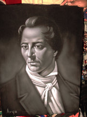 Joseph Smith Portrait, Mormon latter day saint,   Original Oil Painting on Black Velvet by Alfredo Rodriguez "ARGO" - #A36