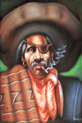 Bandit, Mexican Bandito, Original Oil Painting on Black Velvet by Alfredo Rodriguez "ARGO" - #A47
