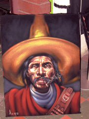 Bandit, Mexican Bandito, Original Oil Painting on Black Velvet by Alfredo Rodriguez "ARGO" - #A49