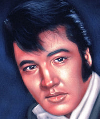 Elvis Presley Portrait , Original Oil Painting on Black Velvet by Alfredo Rodriguez "ARGO" - #A50